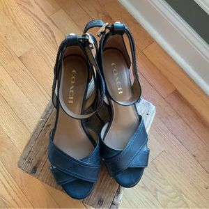 Coach size 8 black platform/wedge heels
